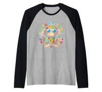 Tintura per cravatta colorata con segno di pace scimmia per ragazzi e ragazze hippie Maglia con Maniche Raglan