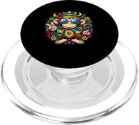 Tintura per cravatta colorata con segno di pace scimmia per ragazzi e ragazze hippie PopSockets PopGrip per MagSafe