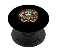 Tintura per cravatta colorata con segno di pace scimmia per ragazzi e ragazze hippie PopSockets PopGrip Adesivo