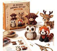 Tiny 3D Beaded Animal DIY Kit, Cute Bird & Animal Beading Craft Set with 4 Cute Designs, 3D Animals Themed Beadwork Kit for Beginners & Craft Enthusiasts, with Instructions (#A)