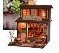 Tiny Barbecue Restaurant DIY Miniature House Model Kit Bookshelf Decor Gift | Vintage Barbecue Restaurant DIY Miniature House Kit Fosters Crafting Joy Skill Building Kids Teens Adults Beginners Hobbyist