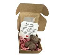 Tiny Bear Hug Regalo con Pocket Token Card - Mini corso di animali fatto a mano per adulti, donne, bambini, amici, amanti, fascino buona per momenti sentimentali, comfort, sostegno, pos