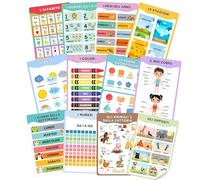 Tiny Bees Cartelloni Educativi Montessori in Italiano per Bambini, Set da 12 Poster A3 Impermeabili con Punti Adesivi - Per Cameretta o Scuola, Ideali anche per Bambini con Bisogni Educativi Speciali