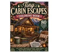 Tiny Cabin Escapes Coloring Book: 80 Relaxing Coloring Pages Featuring Tiny Cabins, Mountain Cottages, Forest Homes, Cozy Reading Corners & Warm Fireplaces