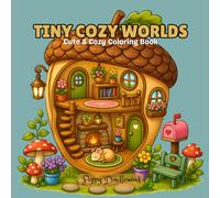 Tiny Cozy Worlds Coloring Book: 40 Whimsical Miniature Worlds Inside Everyday Objects- Bold & Easy Relaxing Designs for Adults and Teens