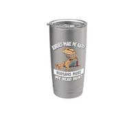 Tiny Dinosaur Humans Hurt Head Happy Bearded Dragon Lover Bicchiere termico in acciaio inox doppia parete