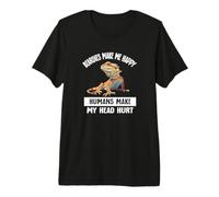 Tiny Dinosaur Humans Hurt Head Happy Bearded Dragon Lover Maglietta Premium