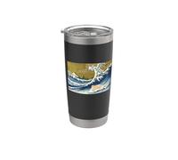 Tiny Dinosaur Retro Vintage Surfing Bearded Dragon Lover Bicchiere termico in acciaio inox doppia parete