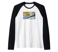 Tiny Dinosaur Retro Vintage Surfing Bearded Dragon Lover Maglia con Maniche Raglan