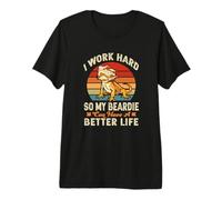 Tiny Dinosaur Retro Vintage Work Hard Bearded Dragon Lover Maglietta Premium