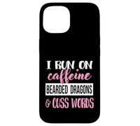 Tiny Dinosaur Womens Run On Caffiene Bearded Dragon Lover Custodia per iPhone 15