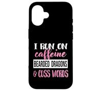 Tiny Dinosaur Womens Run On Caffiene Bearded Dragon Lover Custodia per iPhone 16