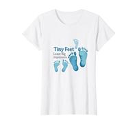 Tiny Feet Lascia Big Impressions Baby Milestone Memory Maglietta, Donna, Bianco, L