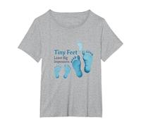 Tiny Feet Lascia Big Impressions Baby Milestone Memory Maglietta, Donna Plus-Size, Grigio Melange, 1X