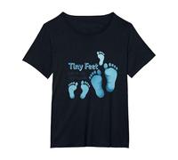 Tiny Feet Lascia Big Impressions Baby Milestone Memory Maglietta, Donna Plus-Size, Nero, 6X