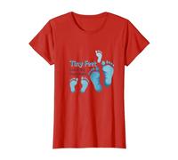 Tiny Feet Lascia Big Impressions Baby Milestone Memory Maglietta, Donna, Rosso, XL