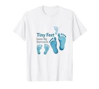 Tiny Feet Lascia Big Impressions Baby Milestone Memory Maglietta, Uomo, Bianco, M
