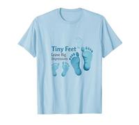 Tiny Feet Lascia Big Impressions Baby Milestone Memory Maglietta, Uomo, Celeste, M