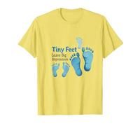 Tiny Feet Lascia Big Impressions Baby Milestone Memory Maglietta, Uomo, Limone, L