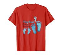 Tiny Feet Lascia Big Impressions Baby Milestone Memory Maglietta, Uomo, Rosso, XL