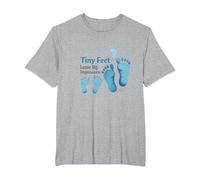 Tiny Feet Lascia Big Impressions Baby Milestone Memory Maglietta, Uomo Taglie Grandi, Grigio Melange, 6X Tall