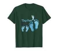 Tiny Feet Lascia Big Impressions Baby Milestone Memory Maglietta, Uomo, Verde Foresta, L