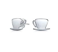 Tiny Food Latte Espresso Cafe Coffee Lover Orecchini Con Perno Per Le Donne Per Gli Adolescenti .925 Sterling Silver