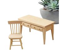 Tiny Furniture, 1/12 Scale Miniature Table And Chair Set, Decor Accessories, Fairy Gardens, Model Making, Toy Display, Pretend Play, And Collector Shelf For Boys And Girls