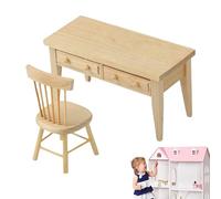 Tiny Furniture - Miniature Table Chair Set, 1/12 Scale Tiny Ornaments Decor Accessories for Architectural Model Making, Toy Display, Fairy Gardens, Boys, Girls, and Collectors Pretend Play