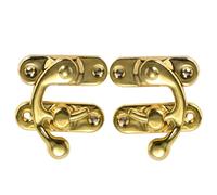 Tiny Hasp Latch - Chiusura gancio retrò, 2 chiusure in ottone retrò per scatole antiche, versatile gancio con fibbia antica, stile retrò vintage, gancio sinistro e destro per portagioie, cassetta