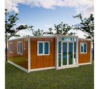 Tiny House prefabbricata Container Home Mobile Vacation Camera da letto in acciaio, cucina completa, kit di batterie solari per bagno