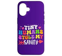 Tiny Humans Stole My Sanity Citazione divertente Head Start Teacher Custodia per iPhone 16