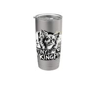 Tiny Kingpin - Chihuahua dai capelli lunghi Bicchiere termico in acciaio inox doppia parete