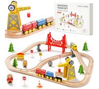 Tiny Land Set di 55 pezzi per gru e treni esclusivi, compatible con tutte le principali marche di treni in legno