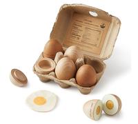 Tiny Land Uova di Legno Giocattolo per Bambini - Set 6 Pezzi Cibo Giocattolo per Cucina, Uova Finte da Tagliare e Decorare, Gioco Educativo Montessori, Regalo per Bambini 3+ Anni