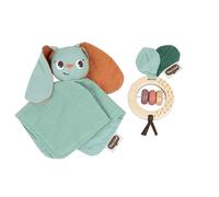 Tiny Love Set regalo, coperta e sonaglio in legno realizzati con materiali naturali, promuove emozioni, comunicazione, cognizione e abilità motorie, sostenibili e ideali per neonati, Garden of