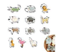Tiny Molds - 12 formine per biscotti in acciaio inox per bambini, strumento per modellare alimenti con varie figure di animali, sicuro e facile da usare per cuocere divertenti snack nella cucina di