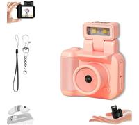 Tiny Nostalgic Camera, Mini Camera with LED Flash, Retro Snap Camera, Mini Camera Keychain, Mini Vintage Keychain Camera, 1080P Hd Mini Camera with LED Flash Light (64G,Rosa)