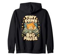 Tiny Paws Big Pause Gatto pisolino Relax Felpa con Cappuccio