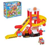 Tiny Teamsterz Beep & Go Fire Station HQ - Set da gioco per bambini, include 1 autopompa antincendio a ruota libera, luci e suoni, giocattolo di salvataggio per bambini, gioco di emergenza con veicoli