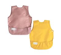 Tiny Twinkle Mess-Proof Apron Bib 2 Pack - Baby & Toddler Waterproof Smock with Tug-Proof Closure