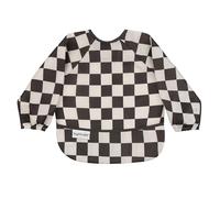 Tiny Twinkle Mess Proof - Bavaglino a maniche lunghe, impermeabile, lavabile in lavatrice, a quadri neri, 6-24 m