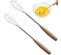Tiny Whisk 2pcs 8 Mini frusta lunga con manico in legno Non Stick in acciaio inossidabile Whivks per cucinare palloncini a mano multi -funzione per casa, ristorante mini