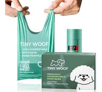 TINY WOOF Sacchetti compostabili con manici, 360 pezzi, sacchetti per escrementi di cani di piccola taglia, a prova di perdite, antiodore, compostabili certificati, per chihuahua, barboncini