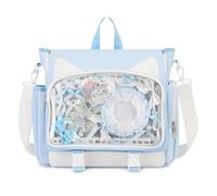 TINYAT Ita Bag Zaino per la Scuola Kawaii Pin Display Bag Estetica Cat Zaino Anime Cosplay Crossbody Borse Messenger Ragazze Donne Studente, Blu/107472