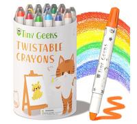 TinyGeeks 12 Pastelli a Cera Twistabili - Non Tossici per Bambini 1-3 Anni - Pastelli a Cera Lavabili per Bambini di Età 4-8 Anni