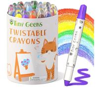 TinyGeeks 24 Pastelli a Cera Twistabili - Non Tossici per Bambini 1-3 Anni - Pastelli a Cera Lavabili per Bambini di Età 4-8 Anni