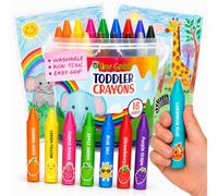 TinyGeeks Toddler Bucket Crayons Pastelli a Cera Jumbo per Bambini 3-8 Anni