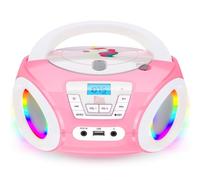 TinyGeeks Tunes CD PLAYER BAMBINI - NUOVO - Radio FM - Batterie incluse - LETTORE CD BAMBINI con altoparlanti - Regalo perfetto per bambini - Rosa