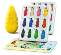TinyGeeks Water Drop Crayons 24 Pastelli Bambini 3 Anni, Forma Ergonomica | Crayon per 1-3, Colori che Non Sporcano, Pastello a Razzo e Facili da Impugnare, Divertimento Lavabile